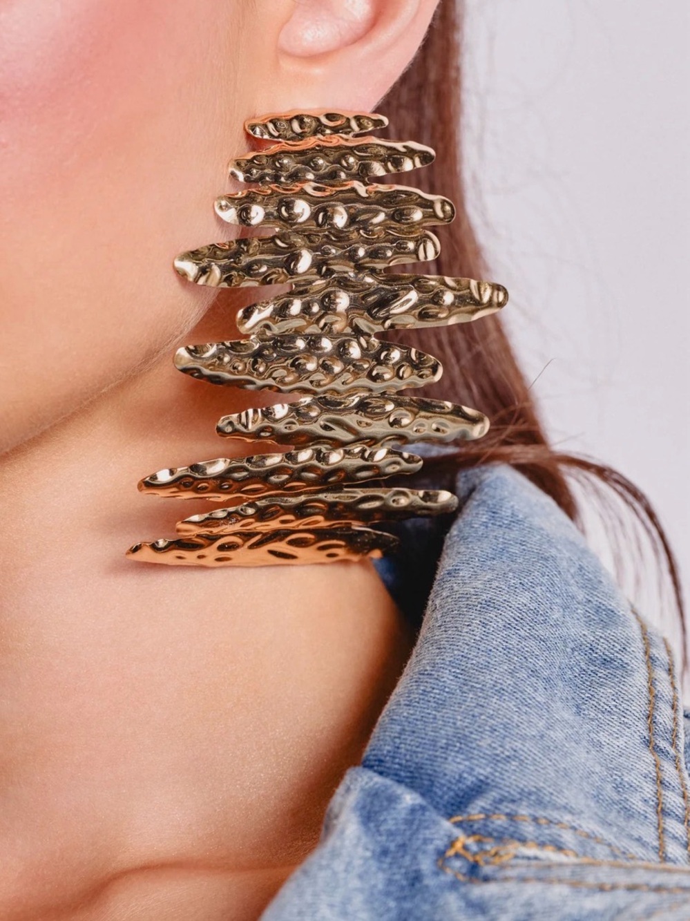 Bold Hammered Gold Statement Earrings